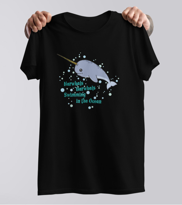 Narwhals Swimming In The Ocean Unicorns Of The Sea T-Shirt