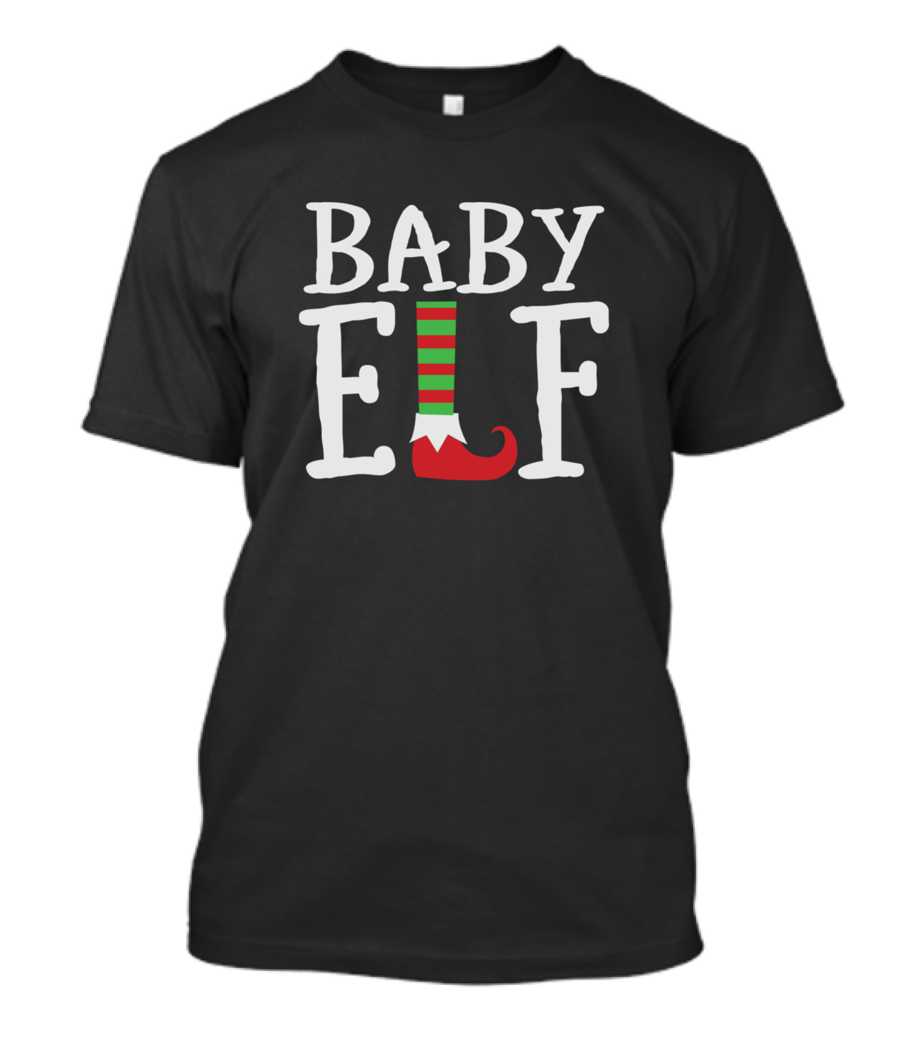 BABY ELF Christmas Striped Sock Red Shoe T-Shirt