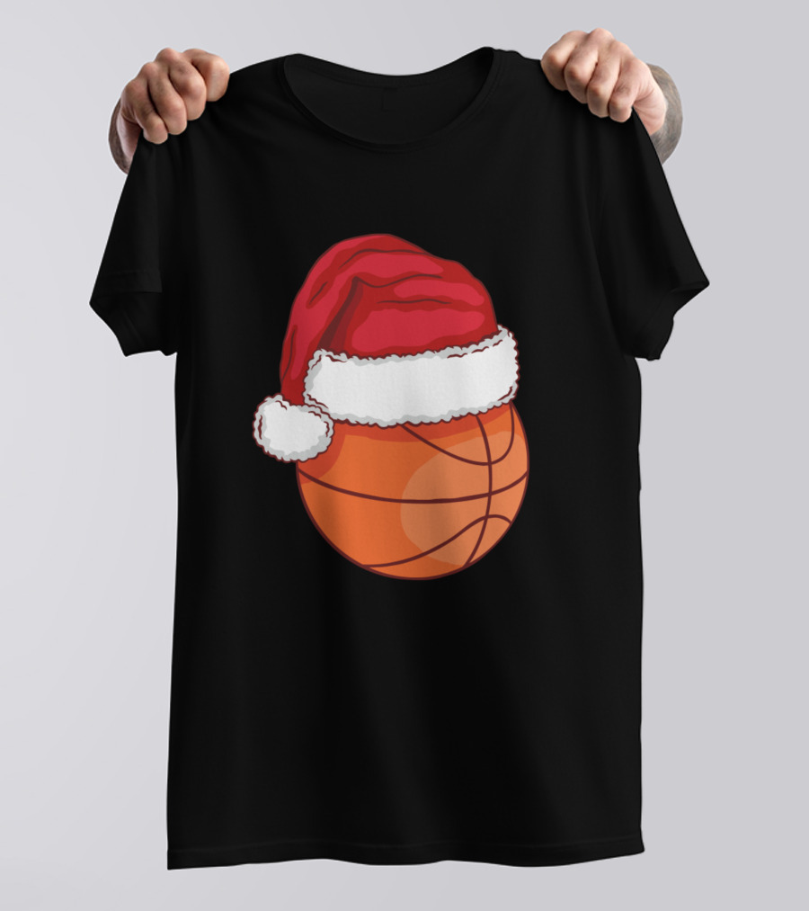 Basketball Player Santa Hat Christmas T-Shirt