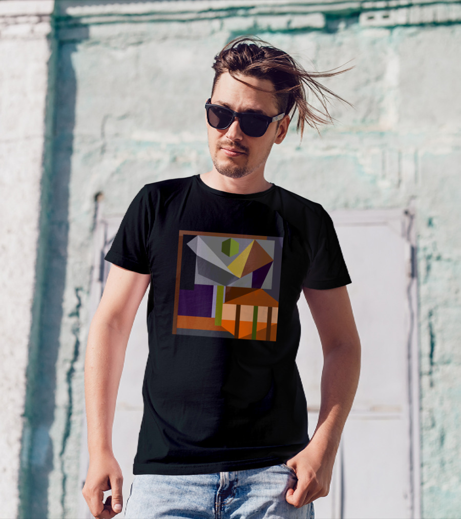 Bauhaus Geometric Architecture Abstract Cubes And Triangles T-Shirt