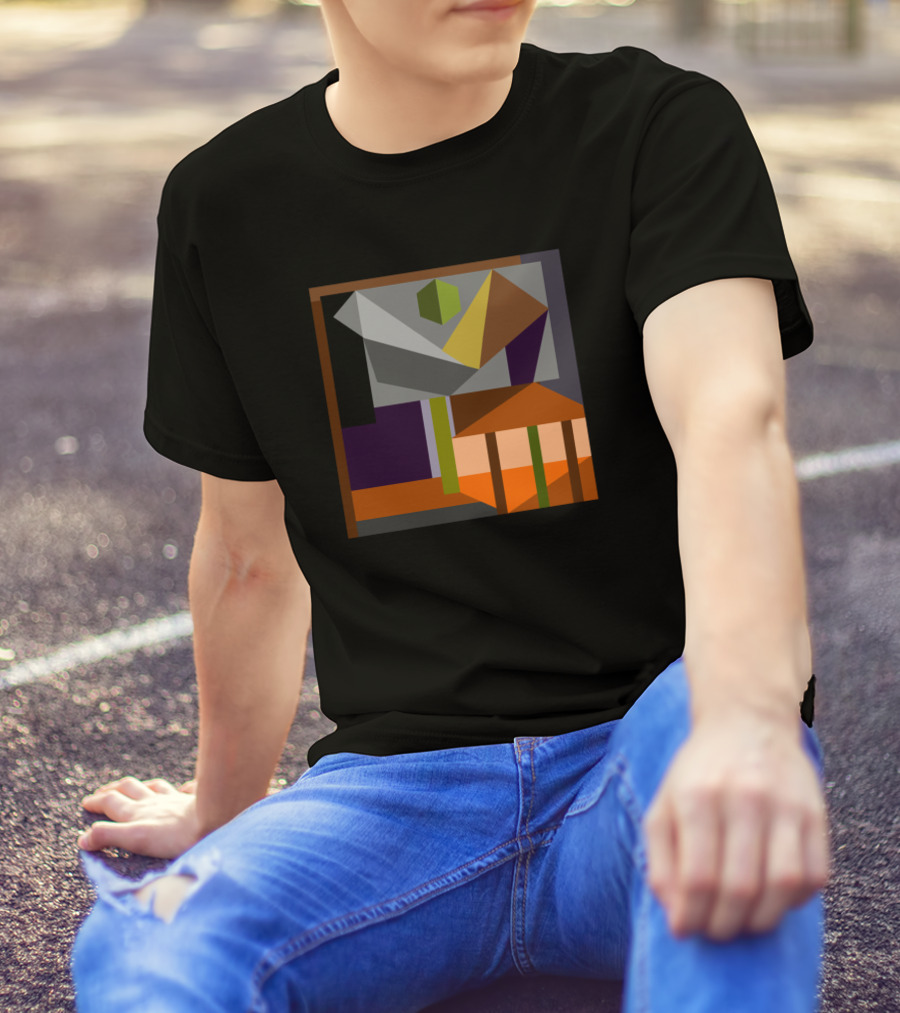 Bauhaus Geometric Architecture Abstract Cubes And Triangles T-Shirt