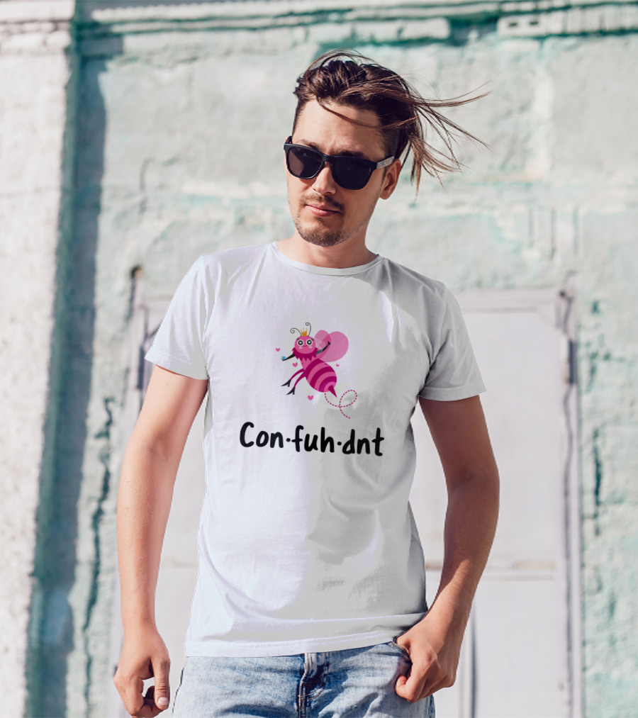 Bee Con-fuh-dnt Pink Stripe Heart Crown T-Shirt