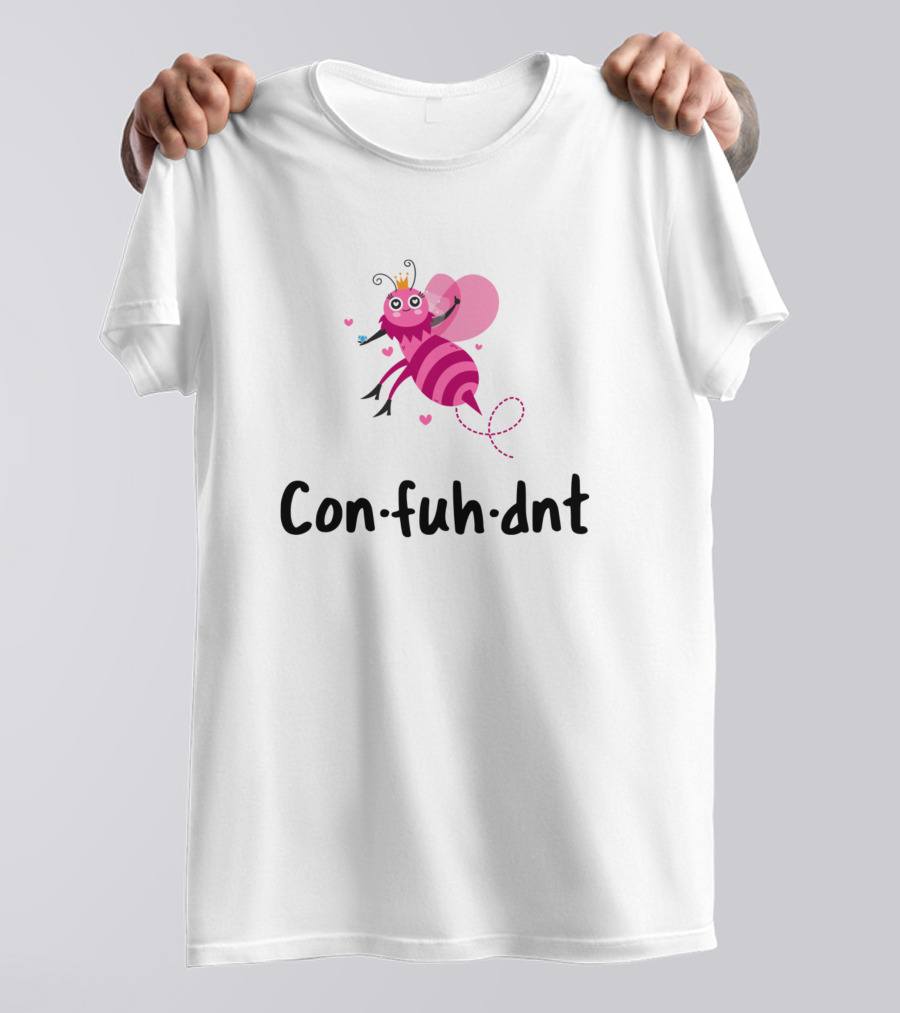 Bee Con-fuh-dnt Pink Stripe Heart Crown T-Shirt