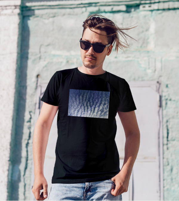 Blue Sky Clouds Patterned Horizon T-Shirt