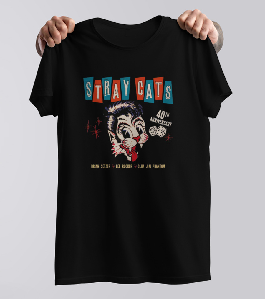 Stray Cats 40th Anniversary Brian Setzer Lee Rocker Slim Jim Phantom T-Shirt