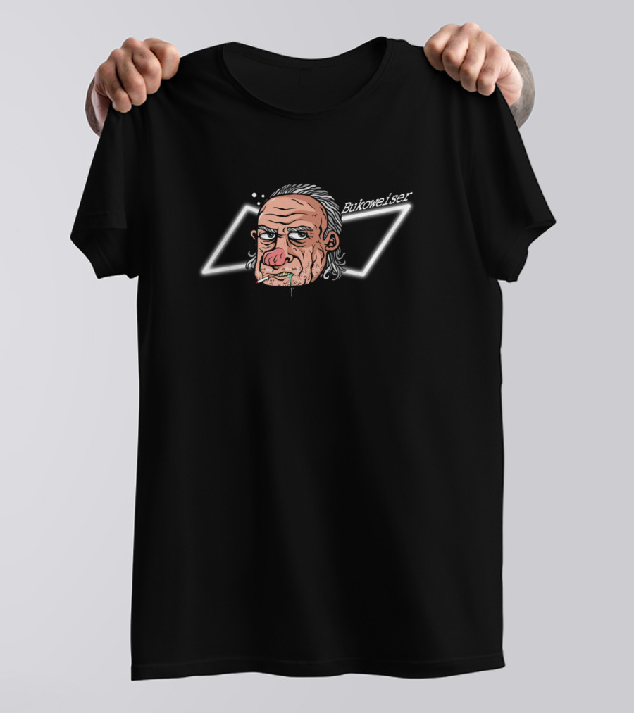 Bukoweiser Parody With Iconic Beer Label Style And Cartoon Character Face T-Shirt