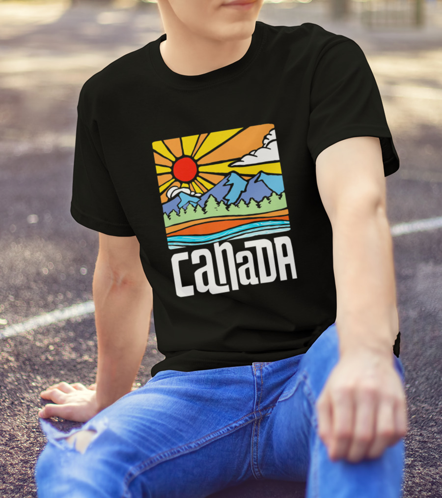 Canada Vintage Nature Mountains Sun T-Shirt
