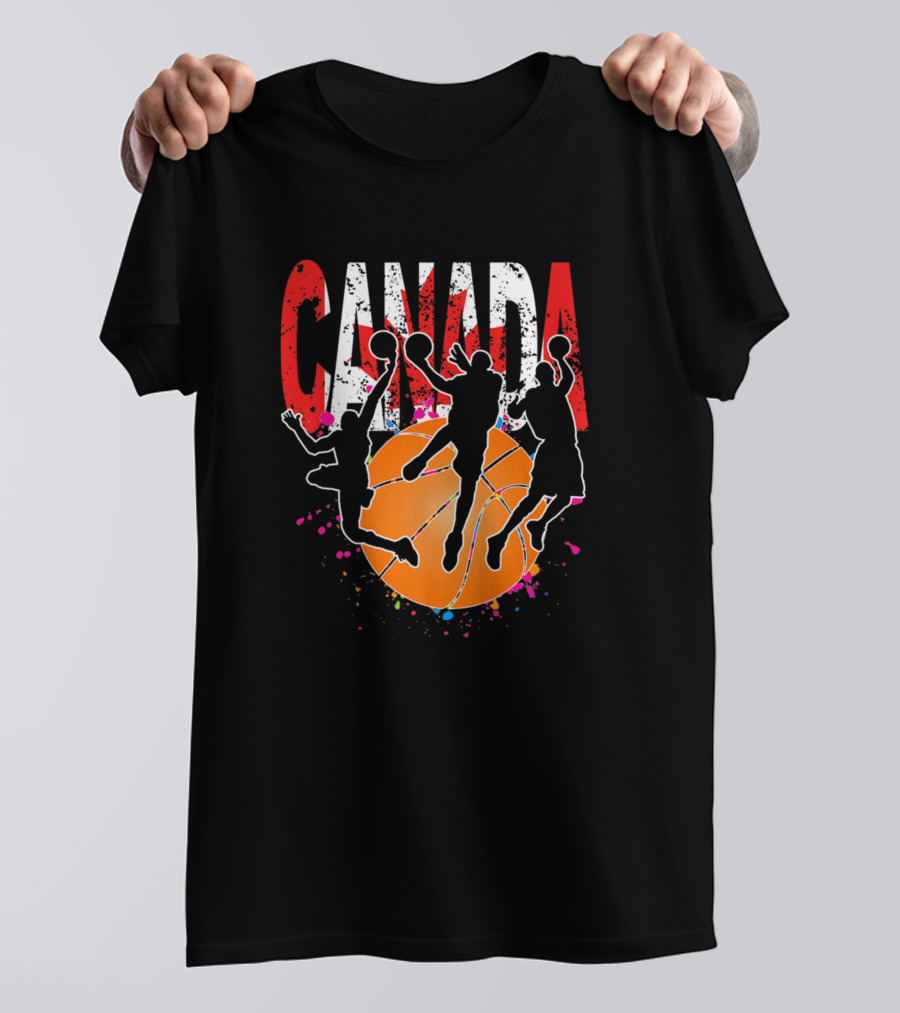 Canada Basketball World Team Sports Supporter Fan Silhouette Dunk Shooter Dunker T-Shirt