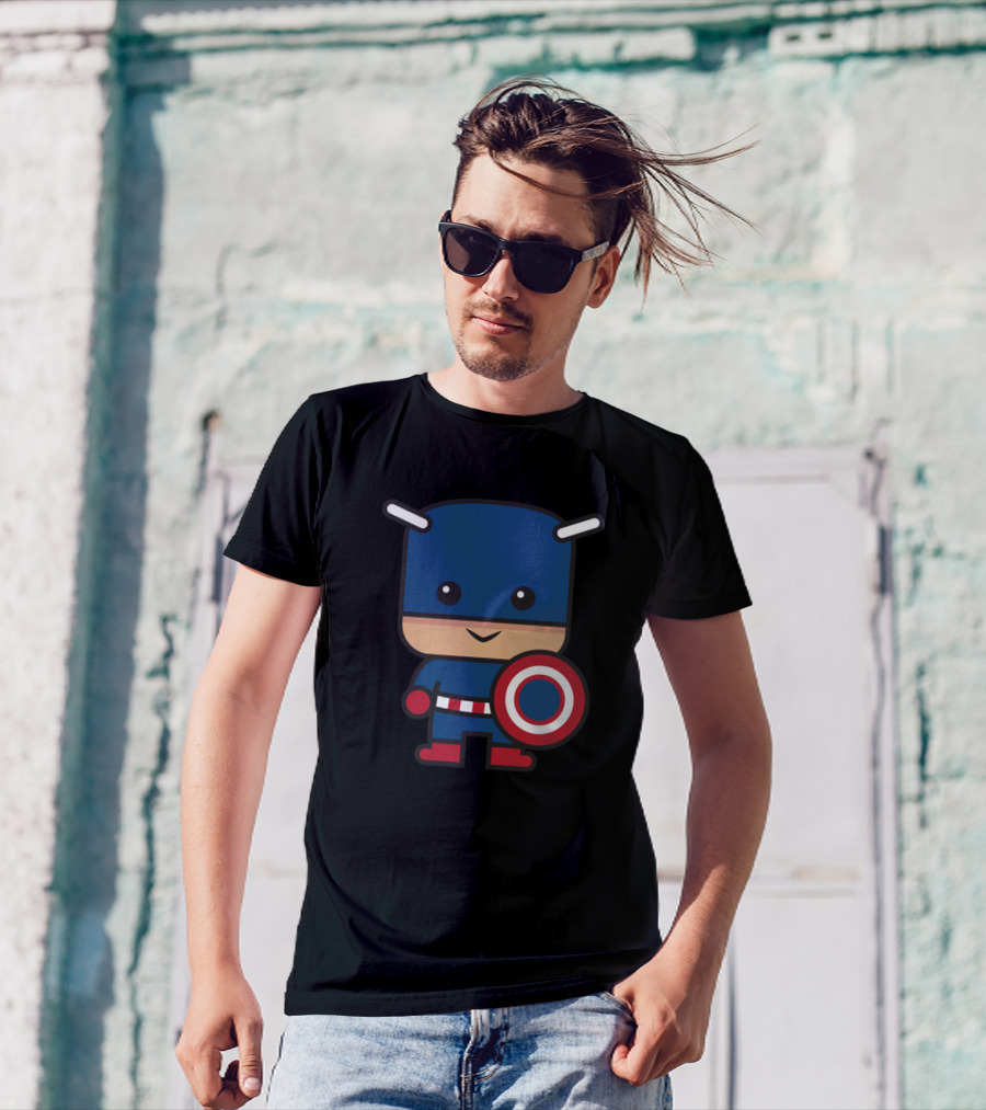 Captain America Cartoon Shield Character T-Shirt