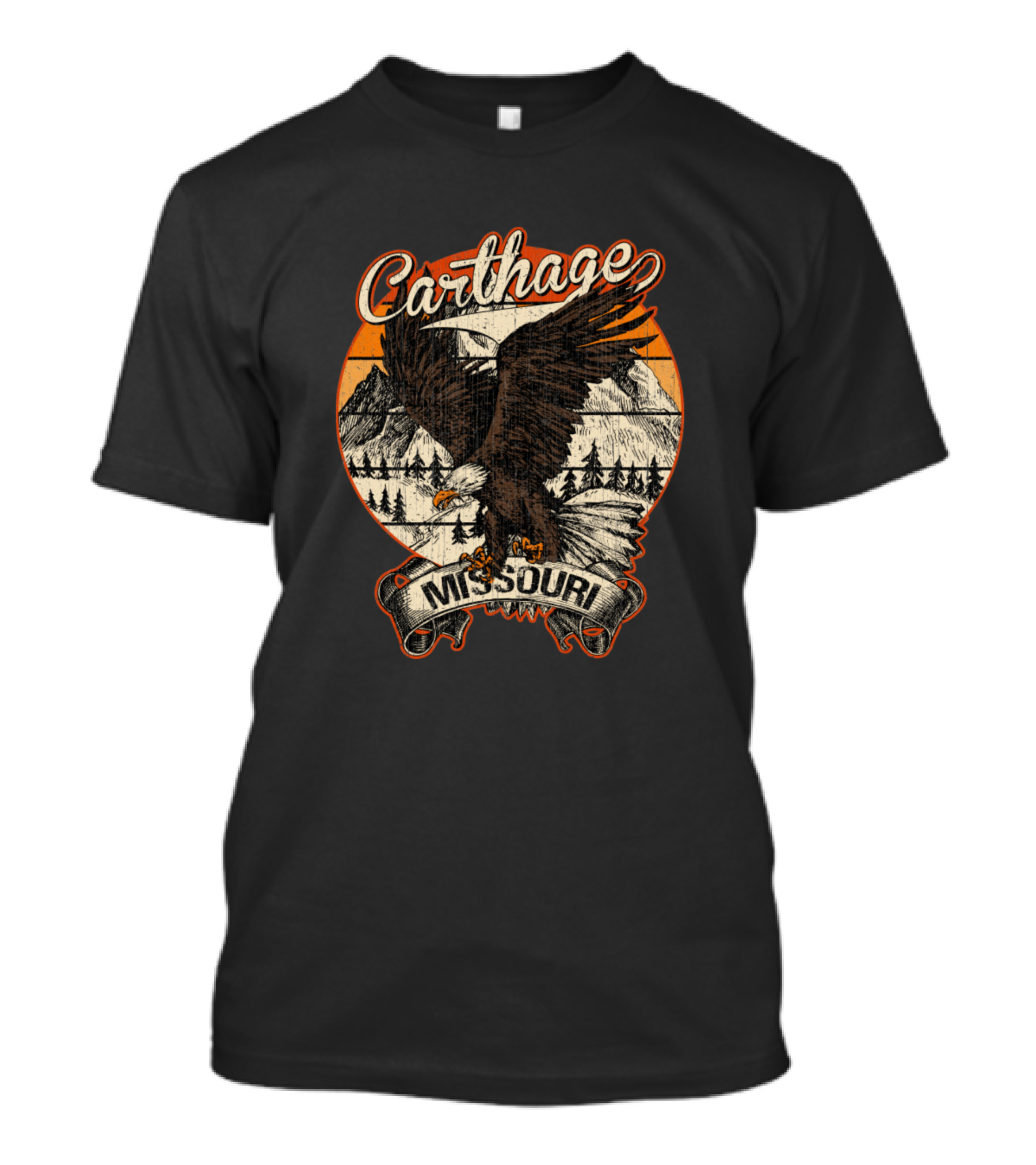 Carthage Missouri Bald Eagle Retro Vintage Aesthet Mountain Landscape T-Shirt