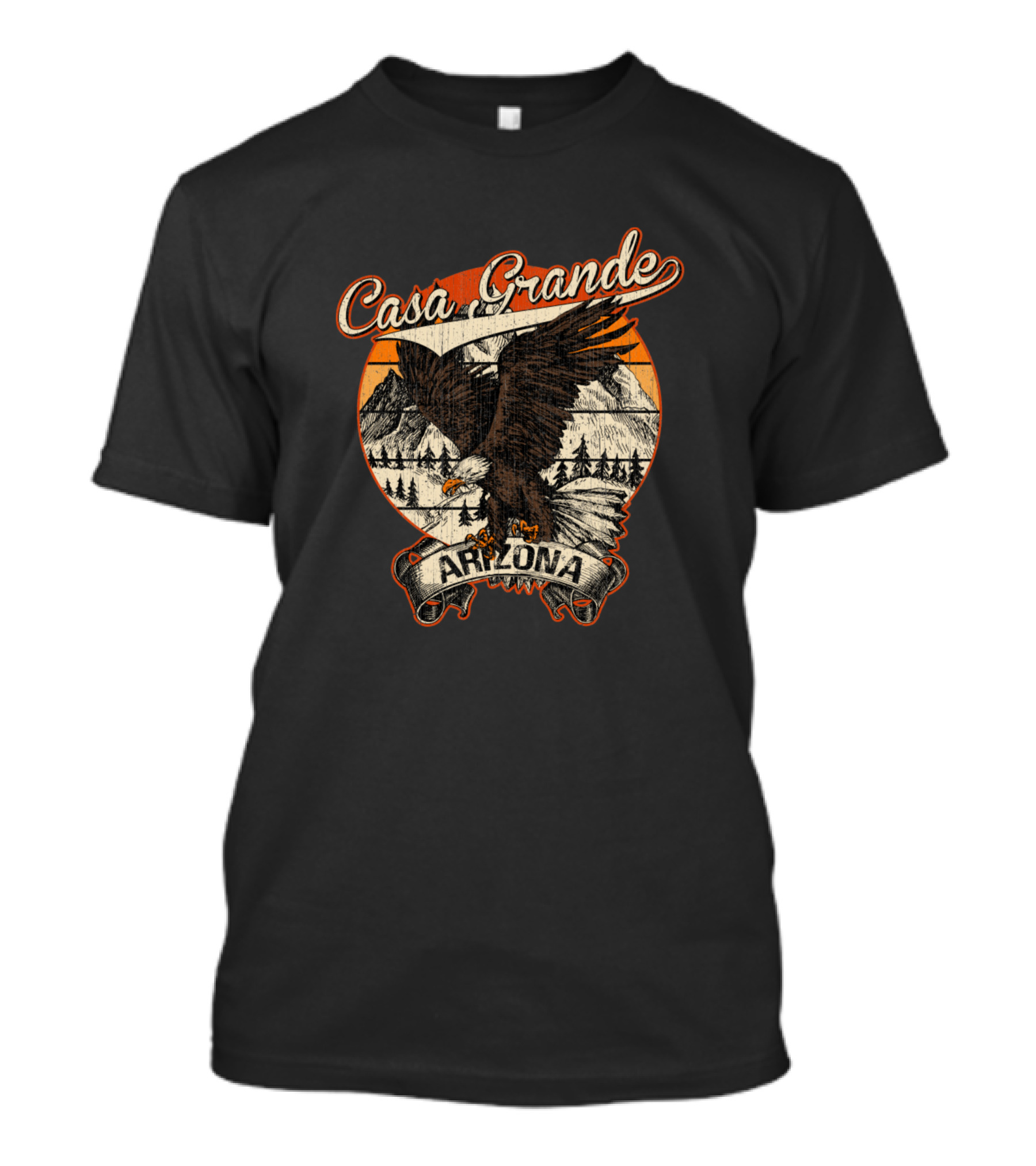 Casa Grande Arizona Bald Eagle Retro Vintage Scenic Mountain Landscape T-Shirt