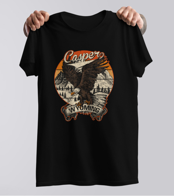 Casper Wyoming Bald Eagle Retro Vintage Aesthetic Mountains Forest T-Shirt