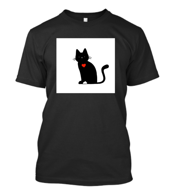 Cat Love Heart Silhouette Black Cat Heart T-Shirt
