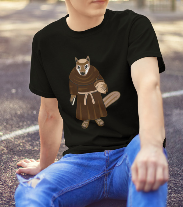 Chipmonk Medieval Robed Character With Hood And Basket T-Shirt