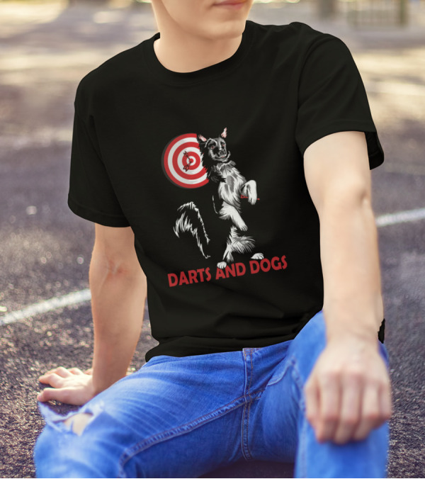 Darts And Dogs Dart Players Dog Owners Bullseye Targeting Canine T-Shirt