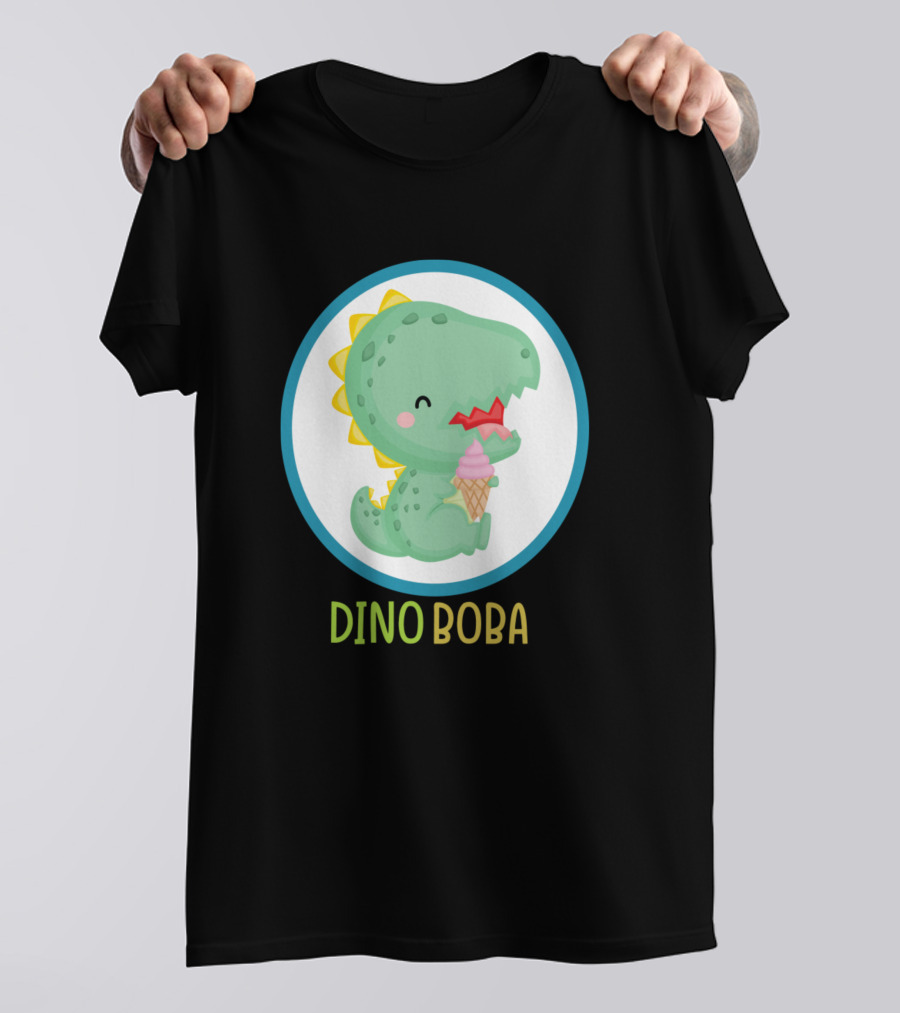 Dino Boba Enjoys Ice Cream Cone T-Shirt