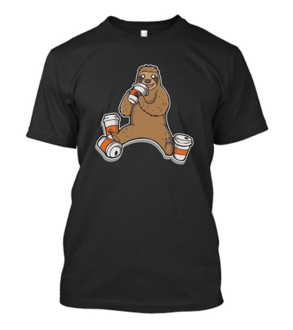 Lazy Sloth Coffee Lover With Multiple Cups T-Shirt