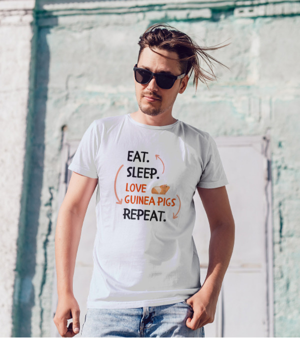 Eat Sleep Love Guinea Pigs Repeat Cute Pet Lovers Cycle T-Shirt