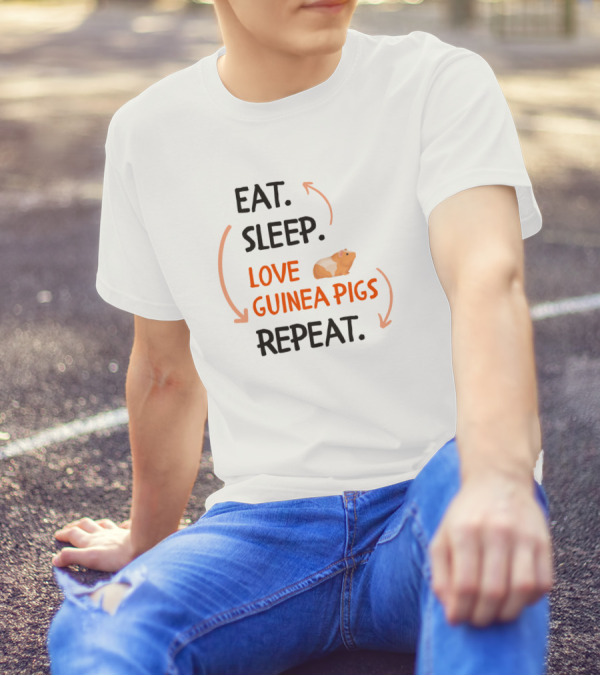 Eat Sleep Love Guinea Pigs Repeat Cute Pet Lovers Cycle T-Shirt