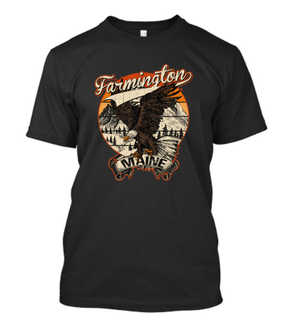 Farmington Maine Bald Eagle Vintage Aesthetic Mountain Scene T-Shirt