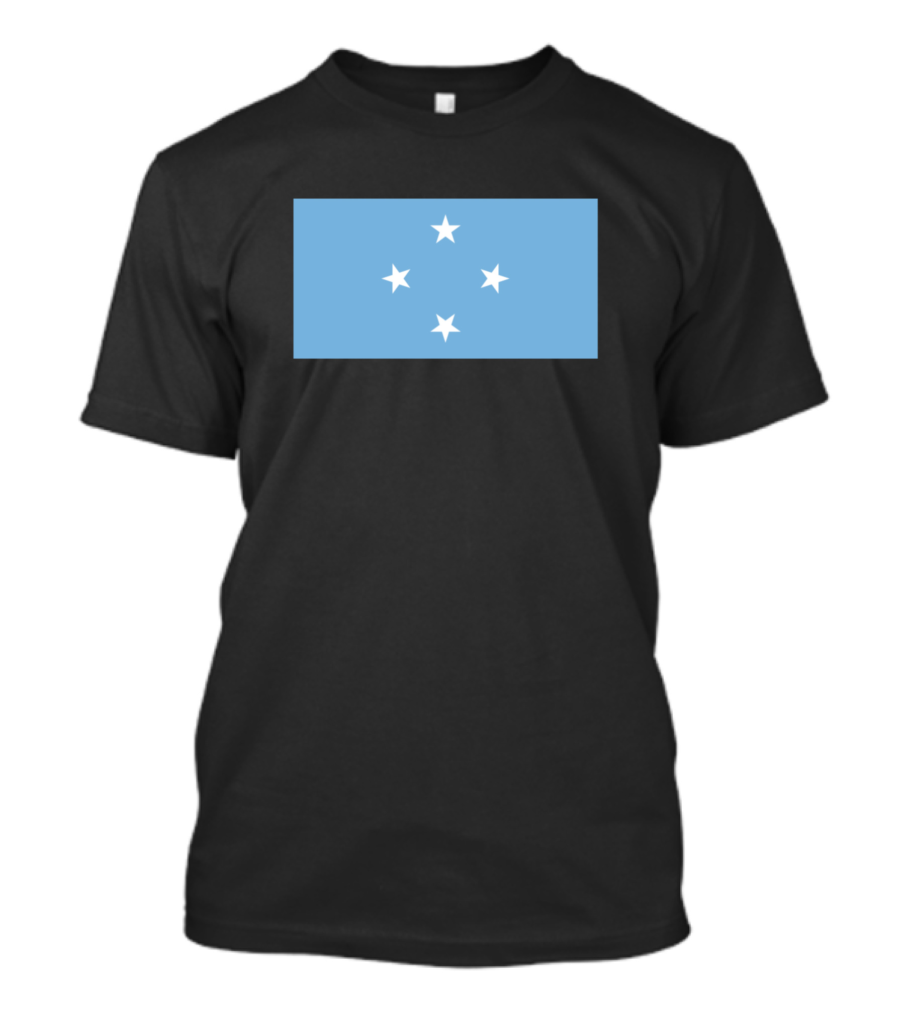 Flag Of Micronesia With Black Background And White Stars T-Shirt
