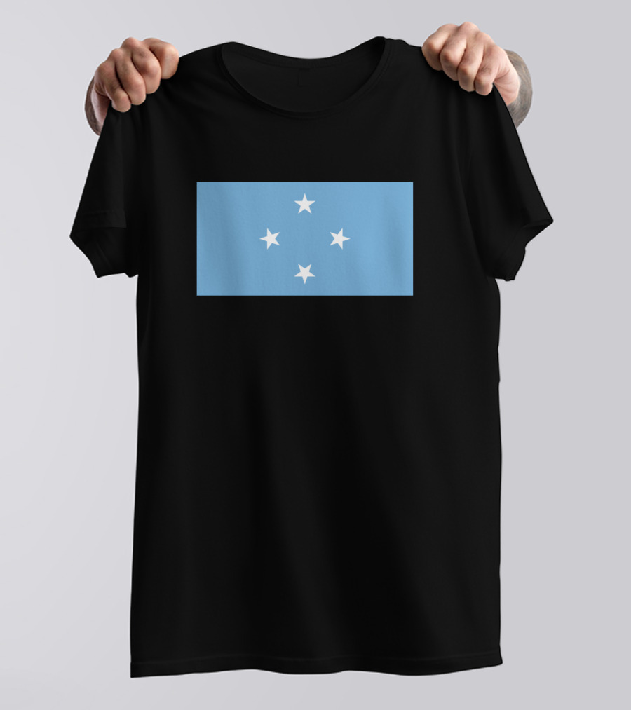 Flag Of Micronesia With Black Background And White Stars T-Shirt