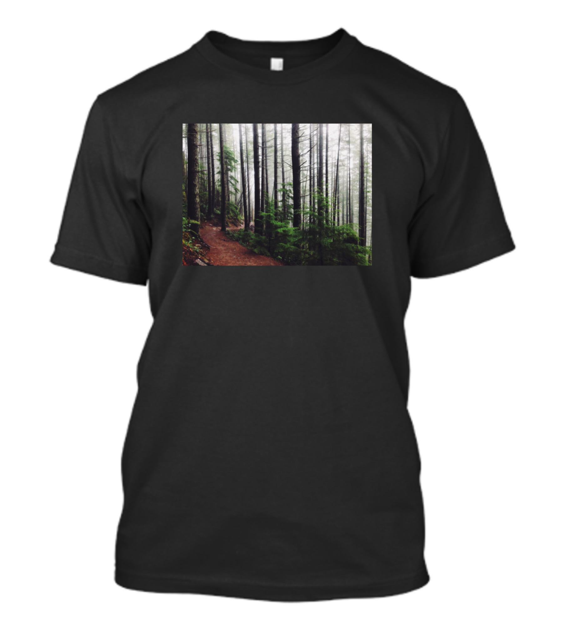 Forest Trail Trek Through Misty Trees And Fog T-Shirt