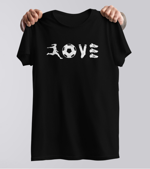 Fussball Love Soccer Player Kicking Ball Text T-Shirt