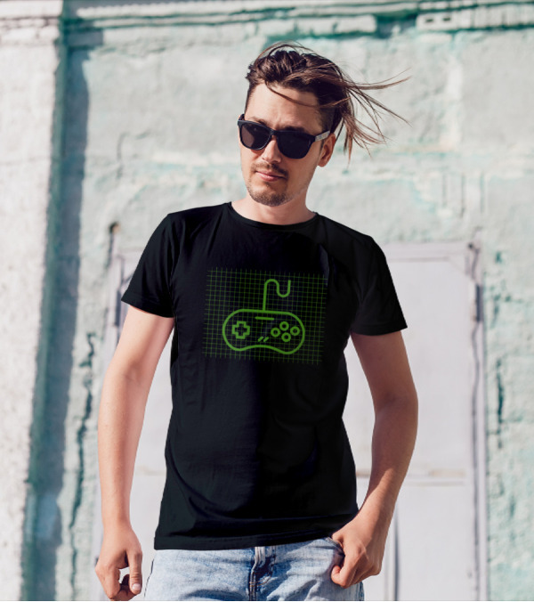 Gamer Grid Retro Controller Green Grid T-Shirt
