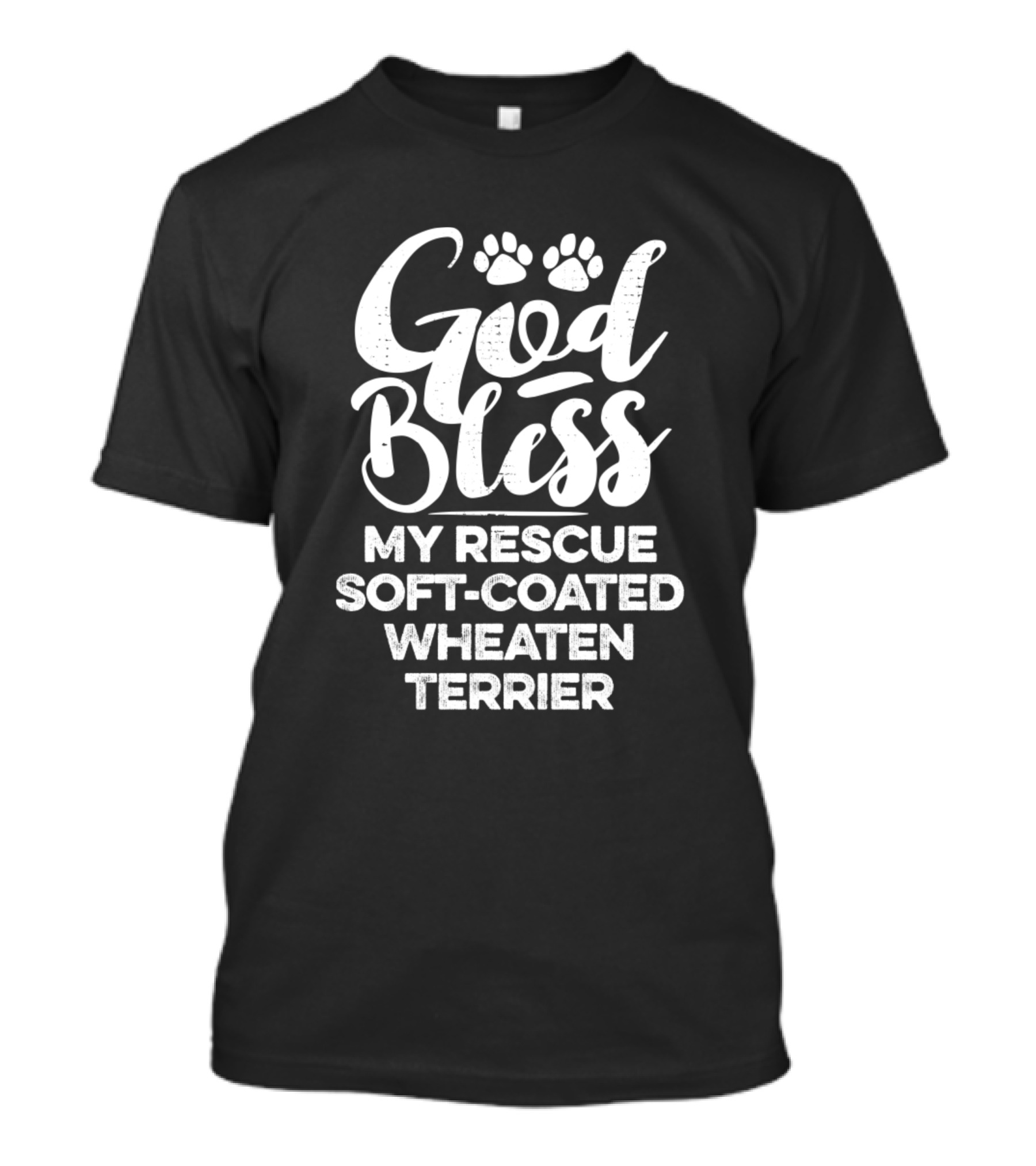 God Bless My Rescue Soft Coated Wheaten Terrier With Paw Prints T-Shirt