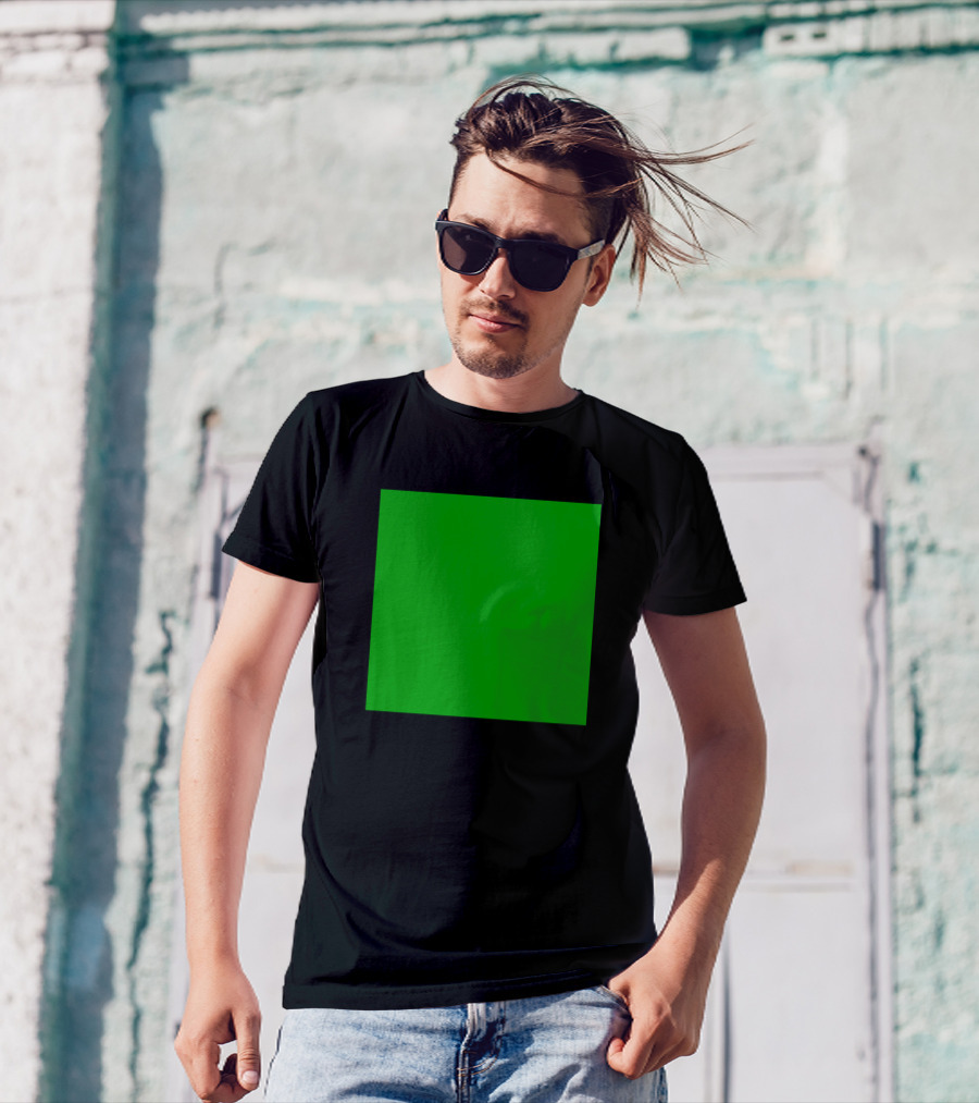 Grass Green Solid Plain Green Square T-Shirt