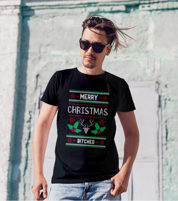 Merry Christmas Bitches Hunting Present For Hunting Lovers T-Shirt