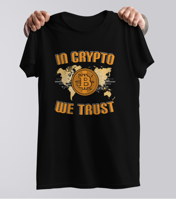 In Crypto We Trust Bitcoin Blockchain Trader Map T-Shirt