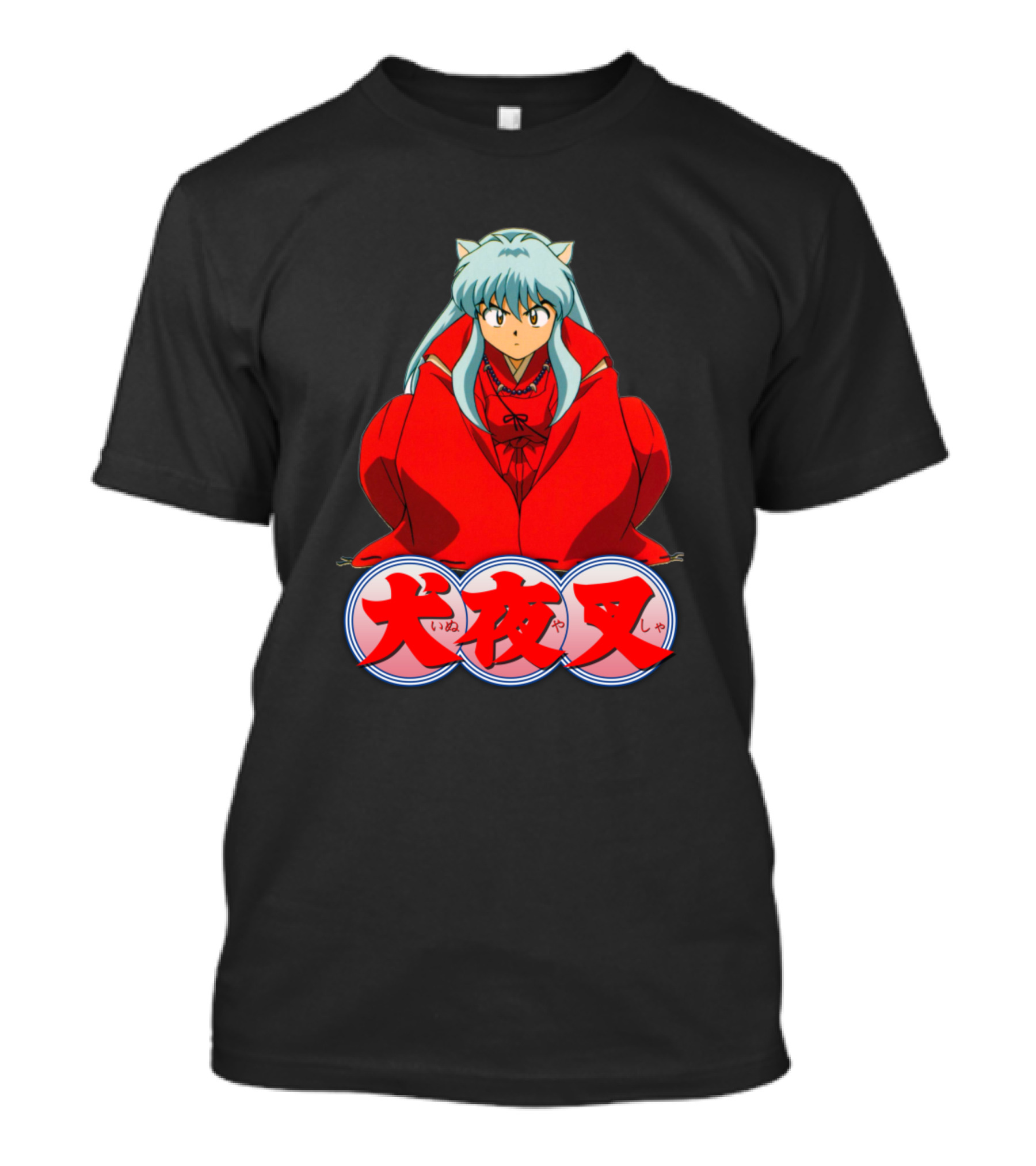 Inuyasha Anime Character Red Outfit Japanese Text T-Shirt