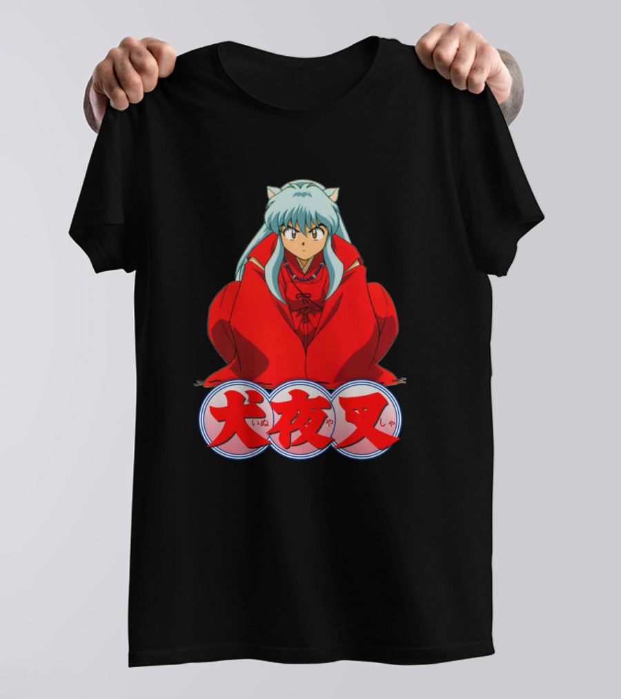 Inuyasha Anime Character Red Outfit Japanese Text T-Shirt