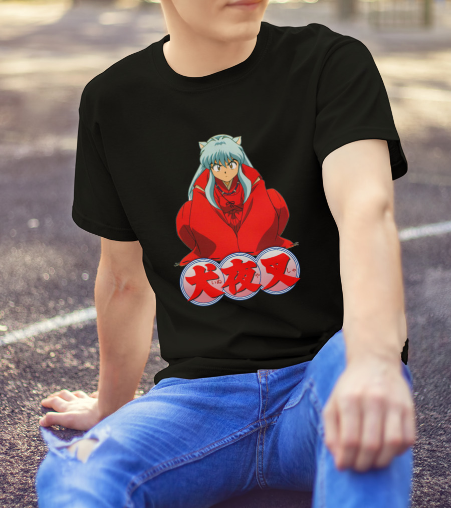 Inuyasha Anime Character Red Outfit Japanese Text T-Shirt