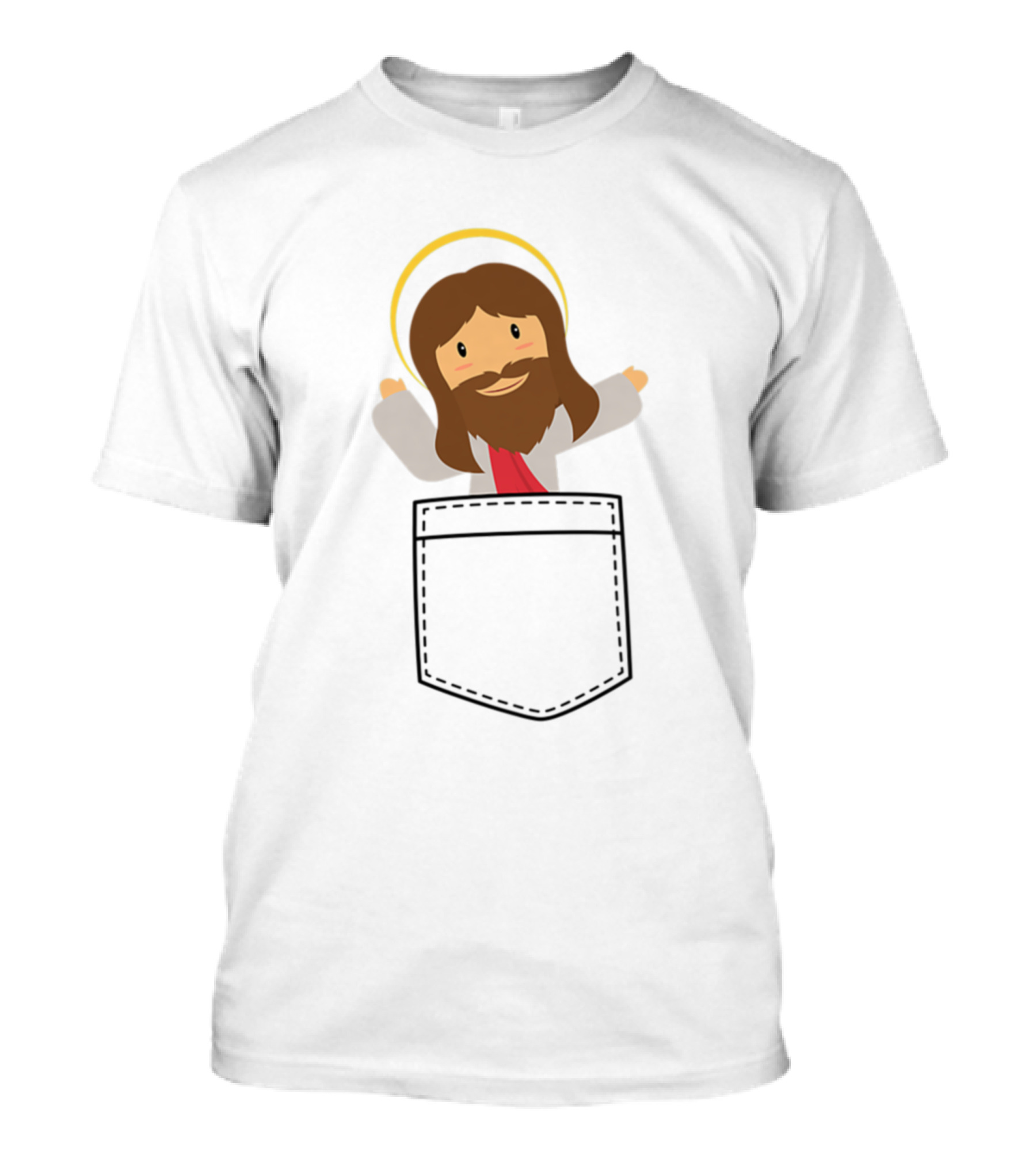 Jesus In My Pocket Cartoon Style Halo T-Shirt