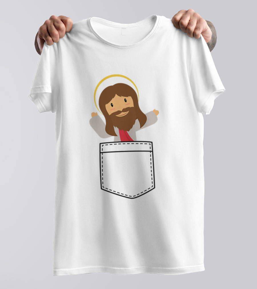 Jesus In My Pocket Cartoon Style Halo T-Shirt