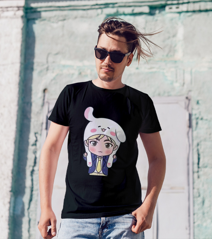 Jin BTS Cute Character With Bunny Hat T-Shirt