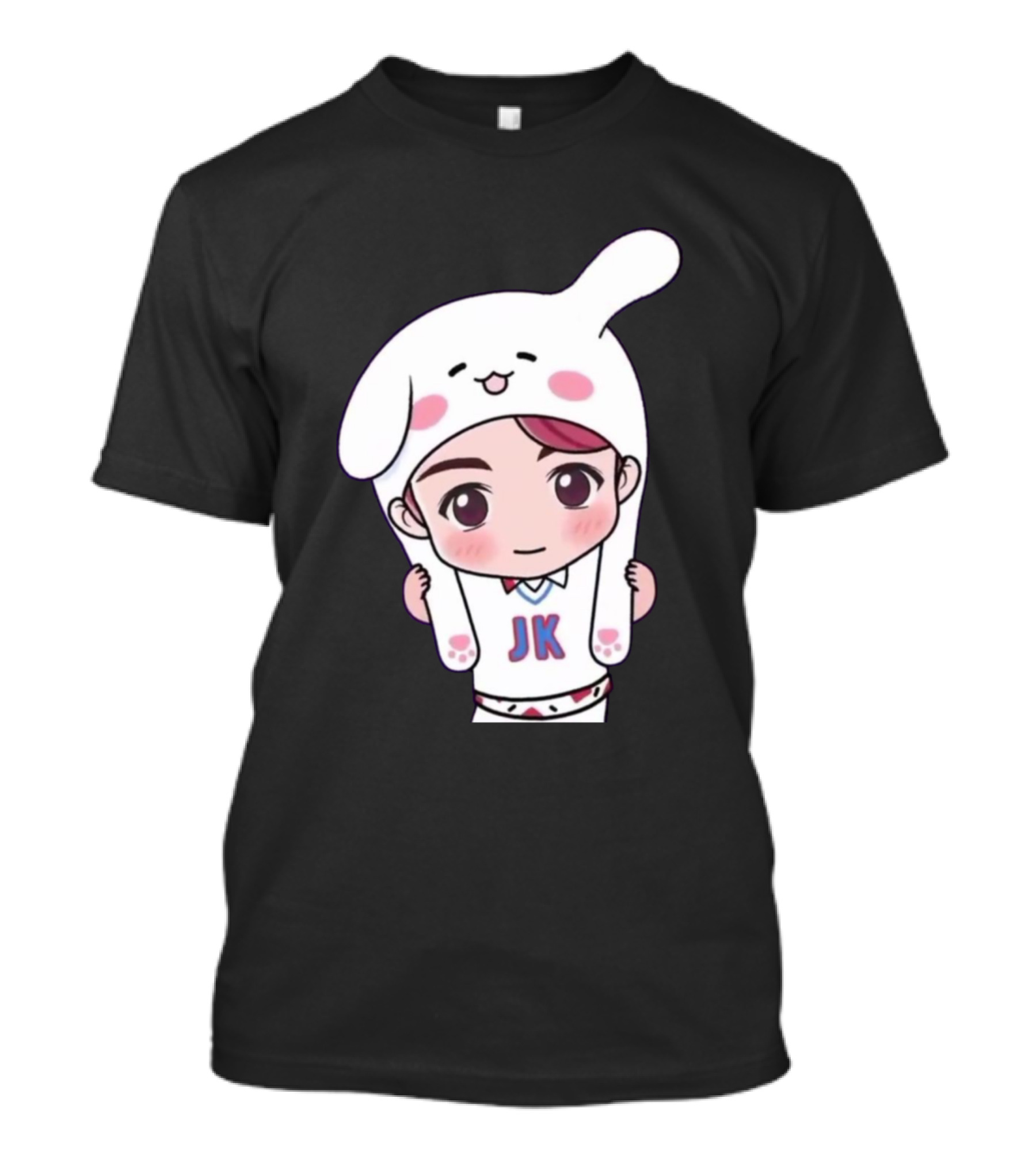 Jungkook BTS JK Cute Cartoon Character With Bunny Hat T-Shirt