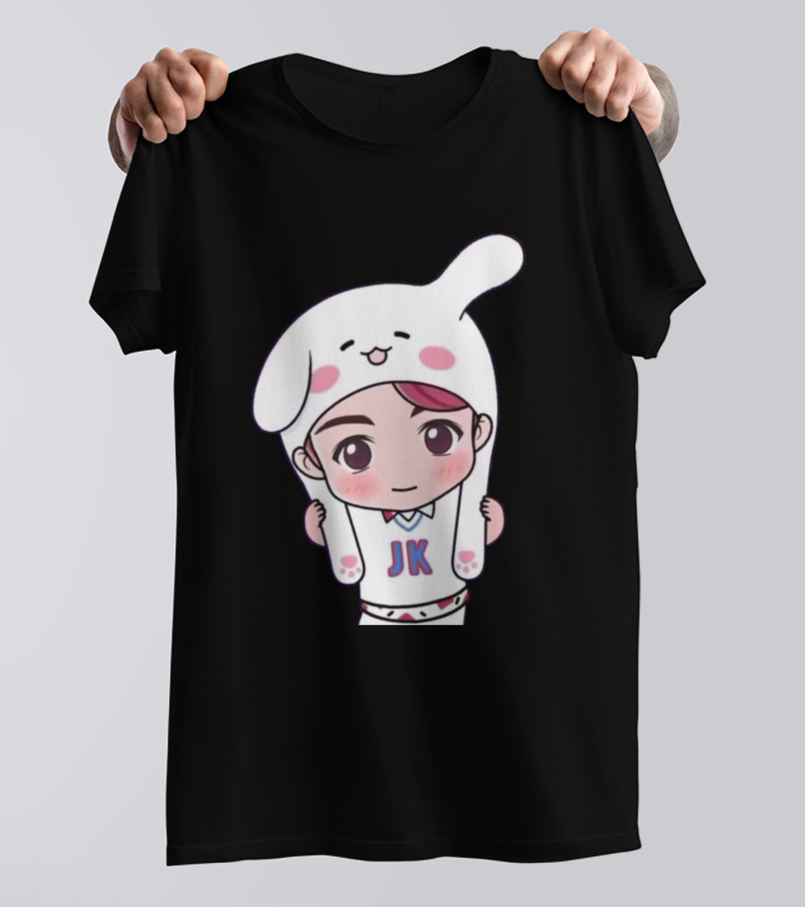 Jungkook BTS JK Cute Cartoon Character With Bunny Hat T-Shirt