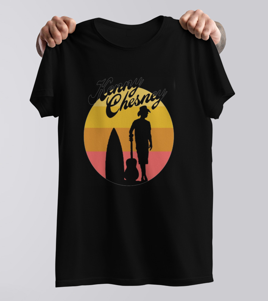 Kenny Chesney Sunset Silhouette With Surfboard And Guitar T-Shirt
