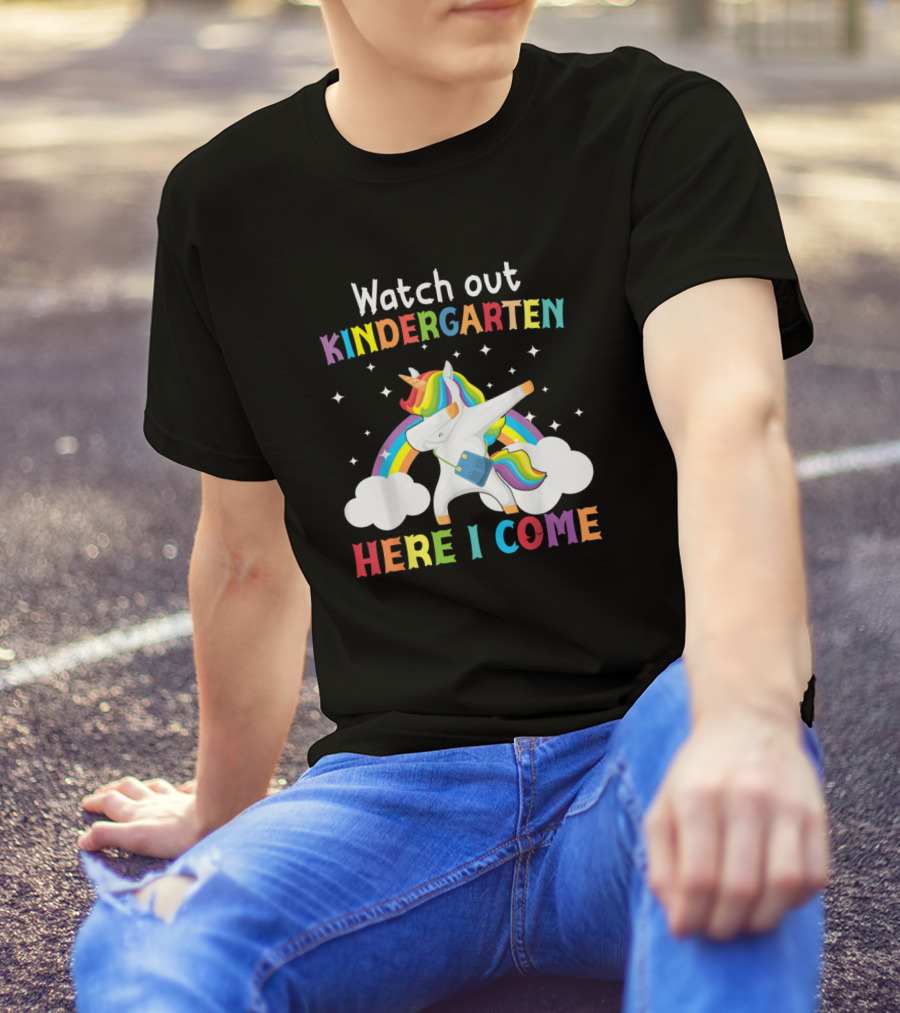 Watch Out Kindergarten Here I Come Unicorn Rainbow Back To School T-Shirt