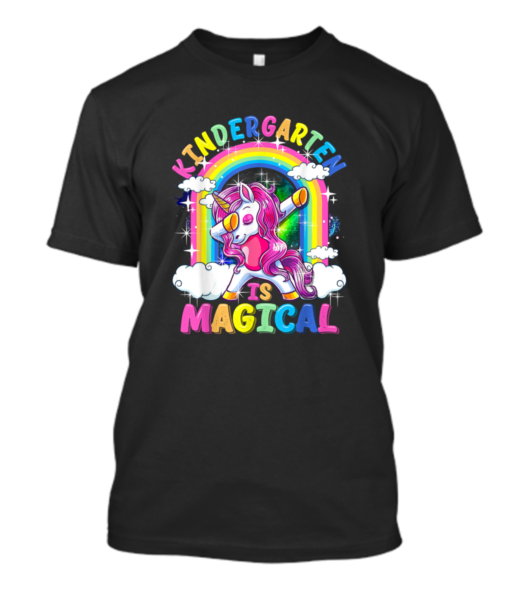 Kindergarten Is Magical Dabbing Unicorn Rainbow Clouds T-Shirt