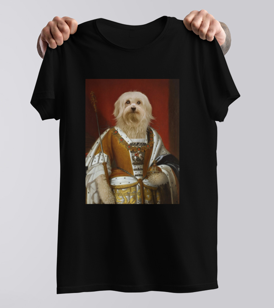Maltese Christmas Royal Dog Portrait Roy Majestic King T-Shirt