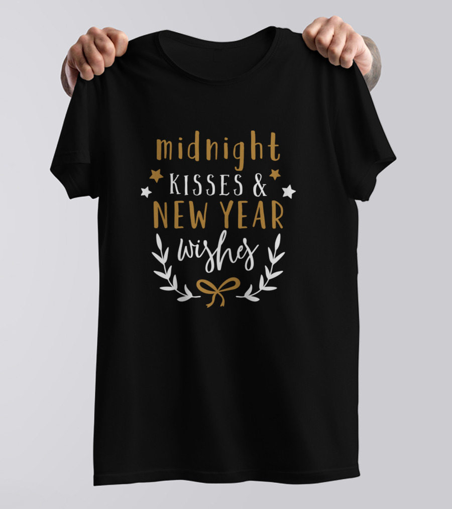 Midnight Kisses New Year Wishes Stars Laurel Bow T-Shirt