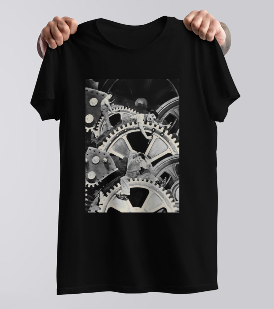 Charlie Chaplin Iconic Modern Times Industrial Gears Scene T-Shirt