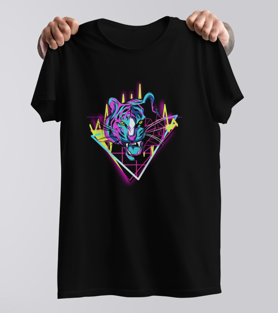 Neon Tiger Retro Synthwave Aesthetic Vibes T-Shirt