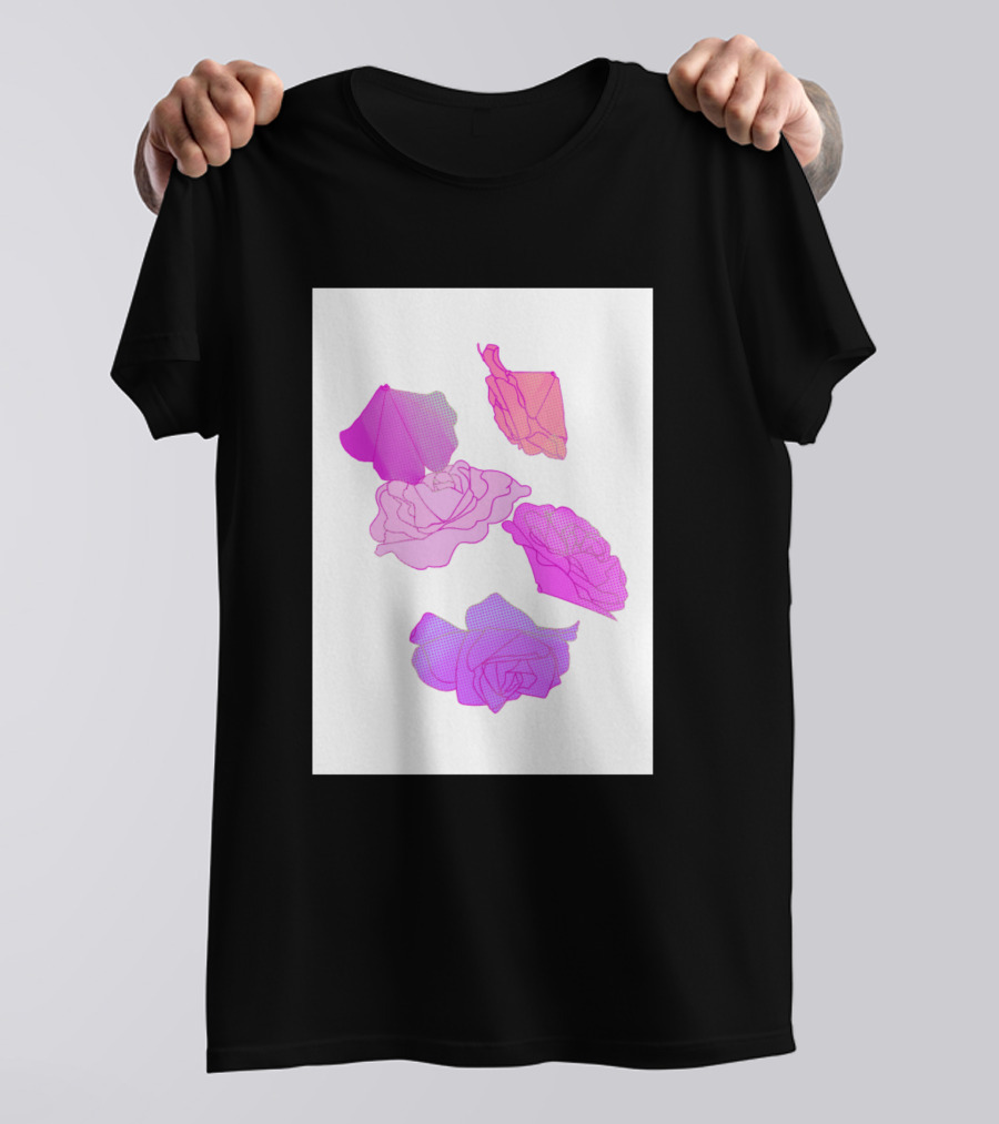 Origami Roses Pink Floral Transformation T-Shirt
