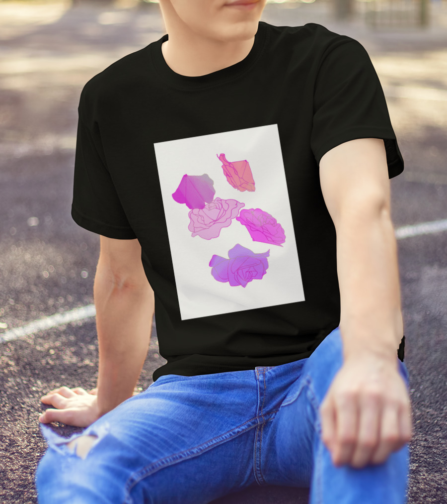 Origami Roses Pink Floral Transformation T-Shirt